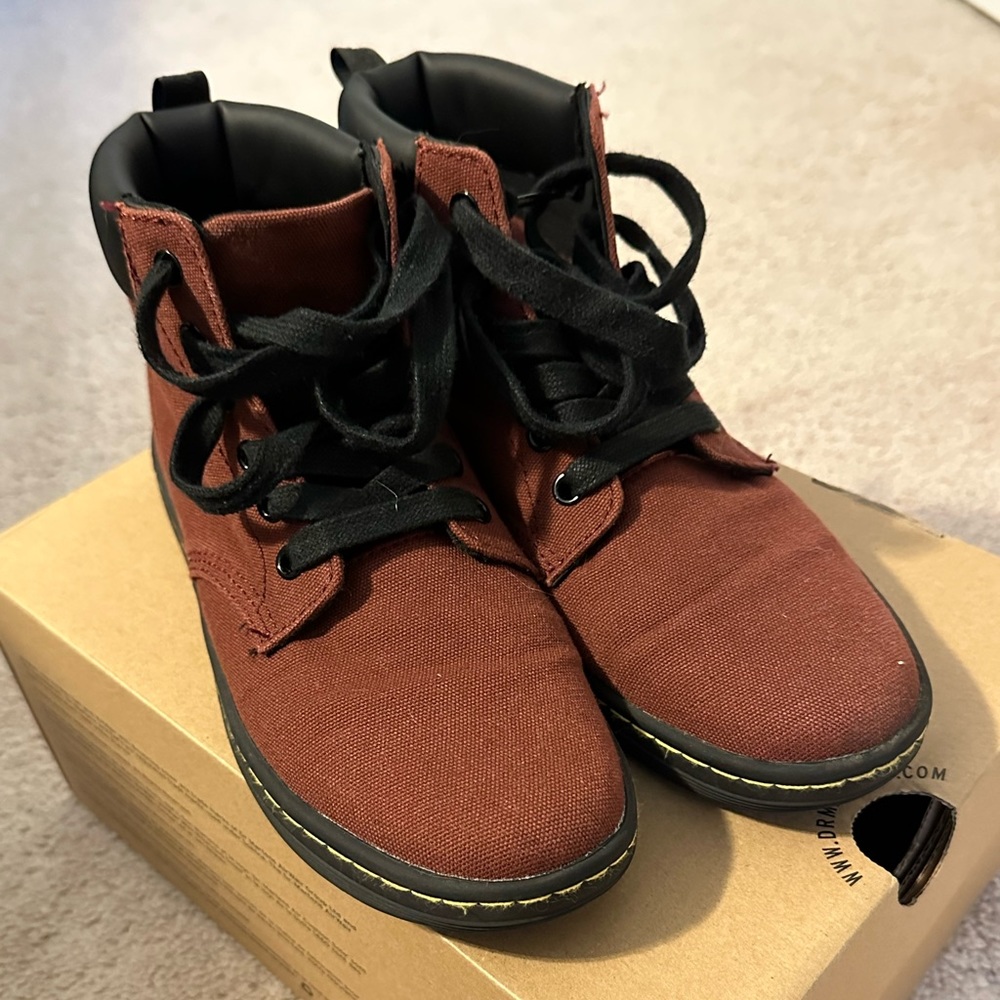 Dr. Martens MAELLY Cherry Red Canvas Boot
